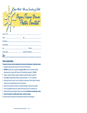 Illinois Organ Tissue Donation Poster Contest Entry Form