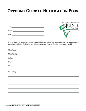 Opposing Counsel Notification Form