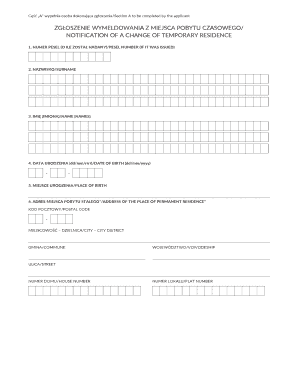 Polish Temporary Residence Change Notification