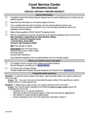 New Hampshire Record Search Request Form