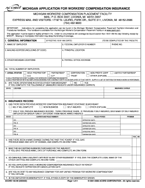 Michigan Workers' Compensation Insurance Application