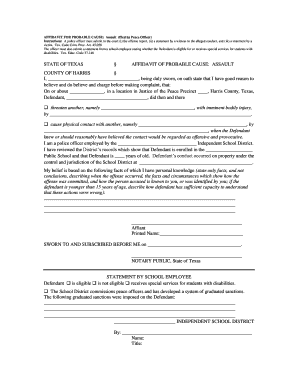 Affidavit for Probable Cause Assault