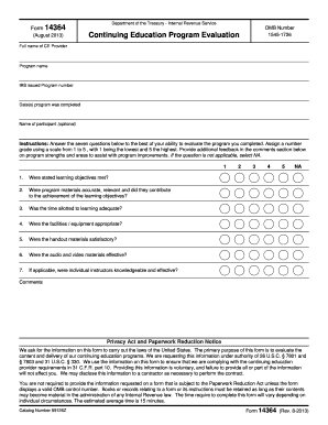 IRS Continuing Education Program Evaluation Form 14364