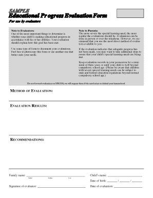 Educational Progress Evaluation Form