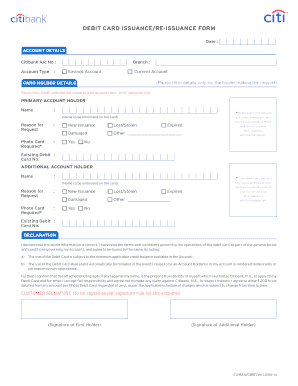 Debit Card Issuance/Re-Issuance Form