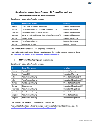 Citi Premiermiles Credit Card Lounge Access - Fill Online, Printable ...