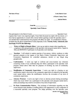 Texas Specialty Court Waiver