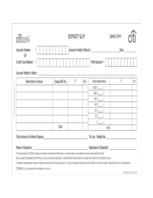Bank Deposit Slip