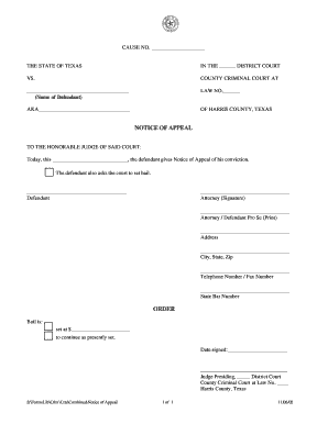 Texas Notice of Appeal