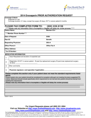 Enoxaparin Prior Authorization Request