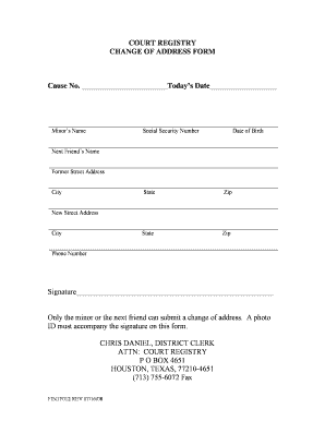 Court Registry Change of Address Form