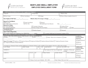 Maryland Small Employer Employee Enrollment Form