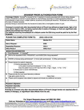 Aranesp Prior Authorization Form