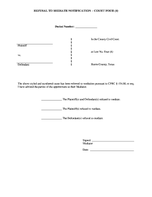 Refusal to Mediate Notification