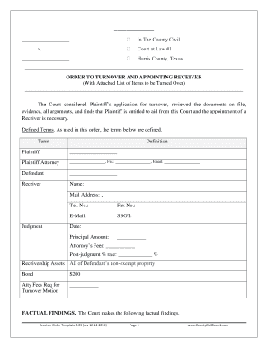 Order to Turnover and Appointing Receiver