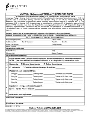 Vivitrol Prior Authorization Form