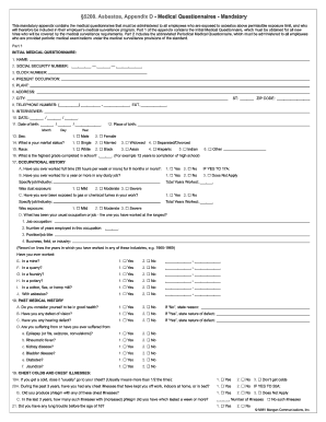 Asbestos Medical Questionnaire