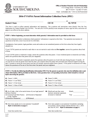 2016-17 FAFSA Parent Information Collection Form