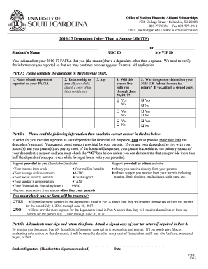 2016-17 Dependent Other Than A Spouse Form