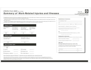 OSHA Form 300A Summary of Work-Related Injuries and Illnesses