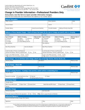 CareFirst Provider Information and Credentialing Form