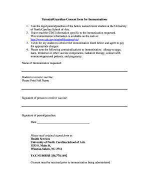 Parental Consent Form for Immunizations