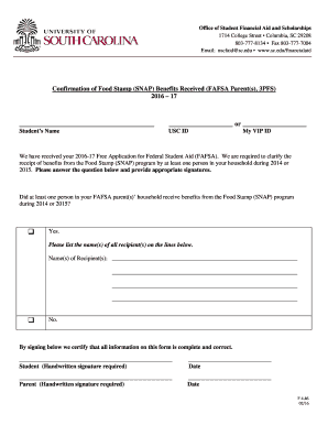 Confirmation of Food Stamp (SNAP) Benefits Received