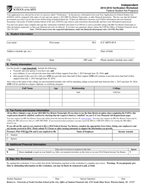 2015-2016 Verification Worksheet