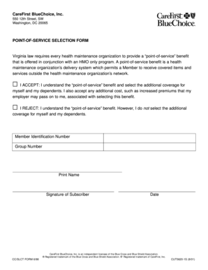 Point-of-Service Selection Form