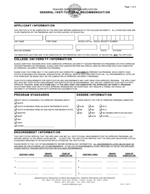 Teacher Certification Application