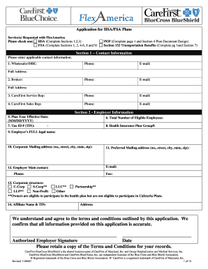 Application for HSA/FSA Plans