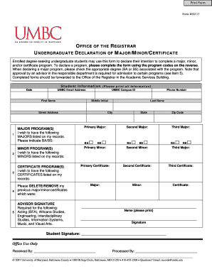 Undergraduate Declaration of Major/Minor/Certificate