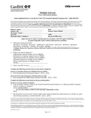 Multiple Sclerosis Prior Authorization Request Form