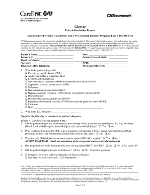 Gleevec Prior Authorization Request