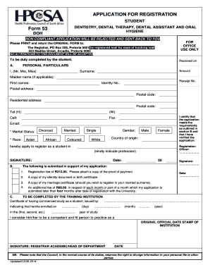 Student Registration Application for Dentistry