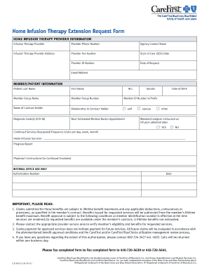 Home Infusion Therapy Extension Request Form