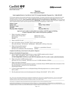 Tarceva Prior Authorization Request