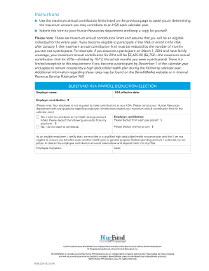BlueFund HSA Payroll Deduction Form