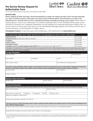 Pre-Service Review Authorization Form