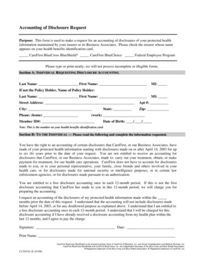 Accounting of Disclosure Request Form