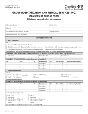Group Hospitalization and Medical Services Membership Change Form