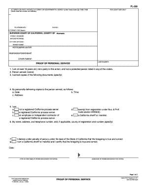California Proof of Personal Service Form