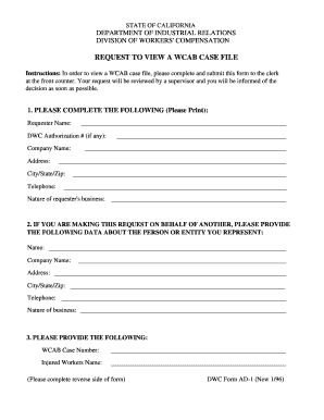 California WCAB Case File Request Form