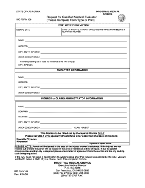 California Request for Qualified Medical Evaluator