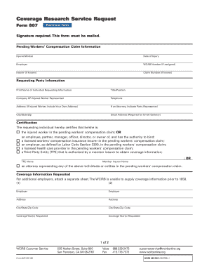 Workers' Compensation Coverage Research Service Request Form