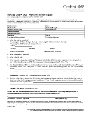 Humalog Mix Prior Authorization Request