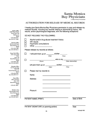 Authorization for Release of Medical Records