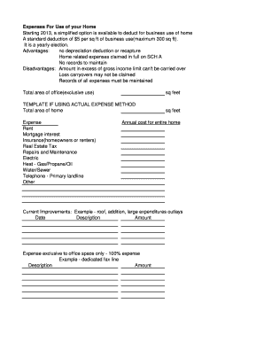 IRS Home Office Expense Form