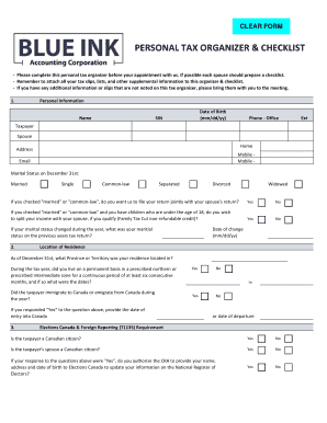 Personal Tax Organizer & Checklist