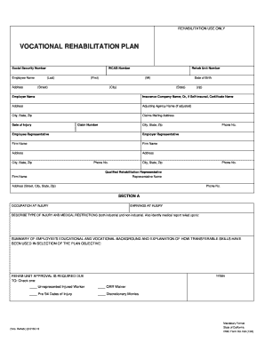 California Vocational Rehabilitation Plan